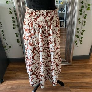 Universal Thread Womens Sz: XXL High-Rise Tiered Midi A-Line Skirt Brown Floral.